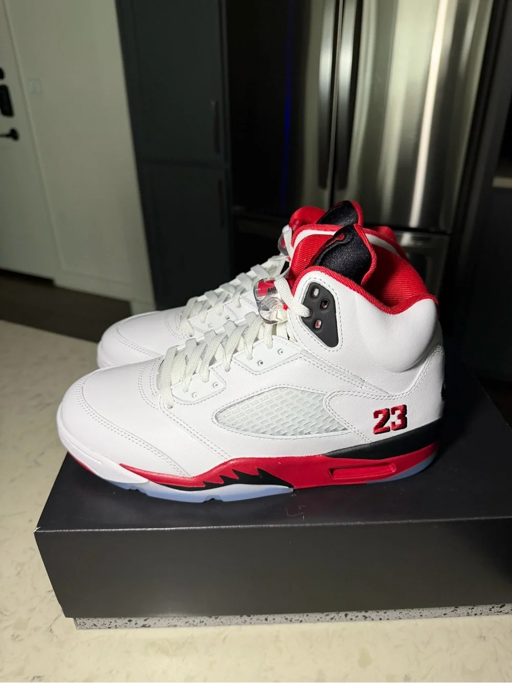 Air Jordan 5 Retro OG - White Red Black Sneakers